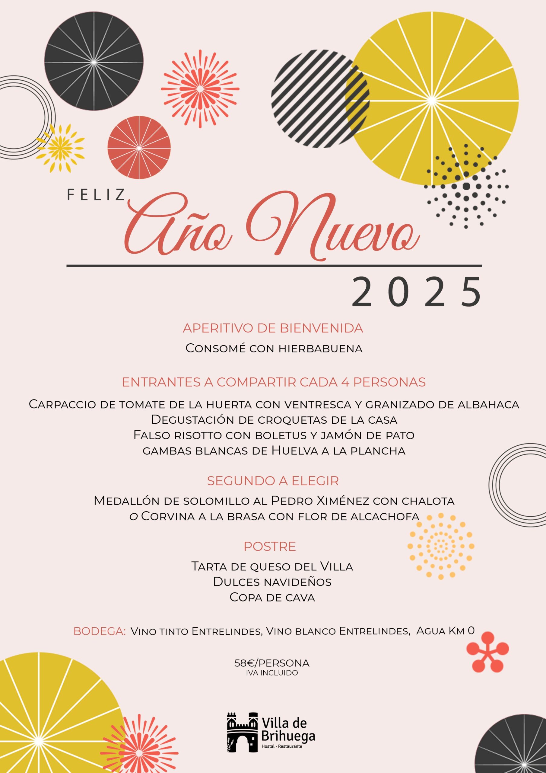 Menú Año Nuevo Restaurante Villa de Brihuega.