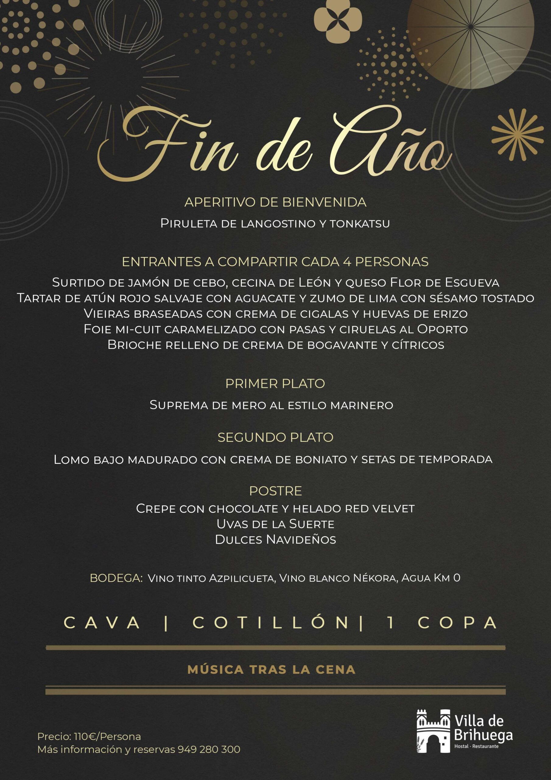 Menú Fin de Año Restaurante Villa de Brihuega.