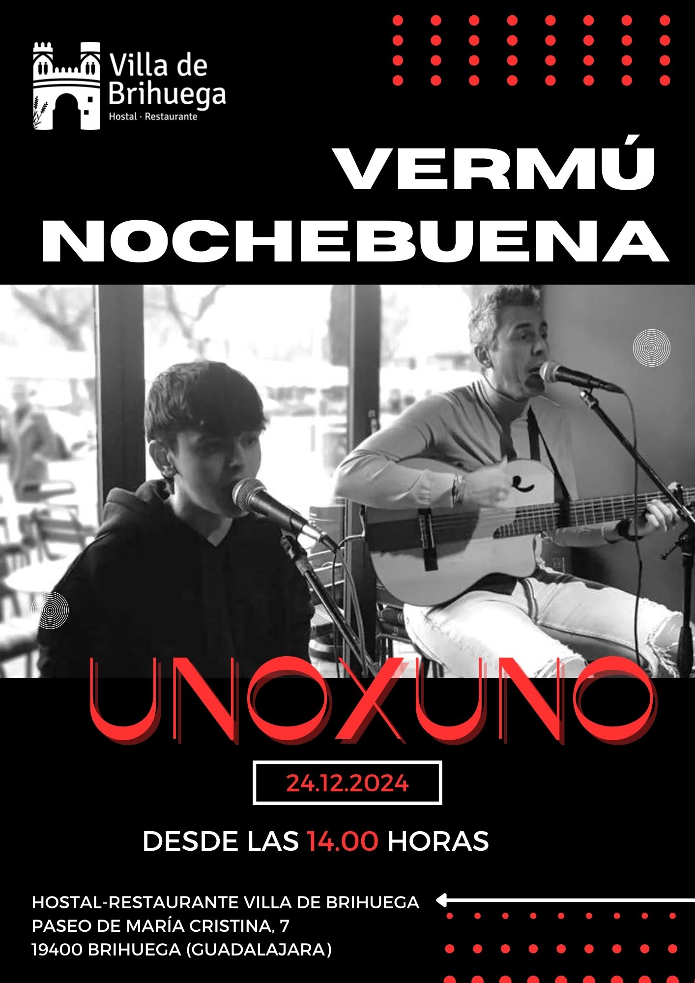 Cartel del Vermú de Nochebuena en el Villa de Brihuega.