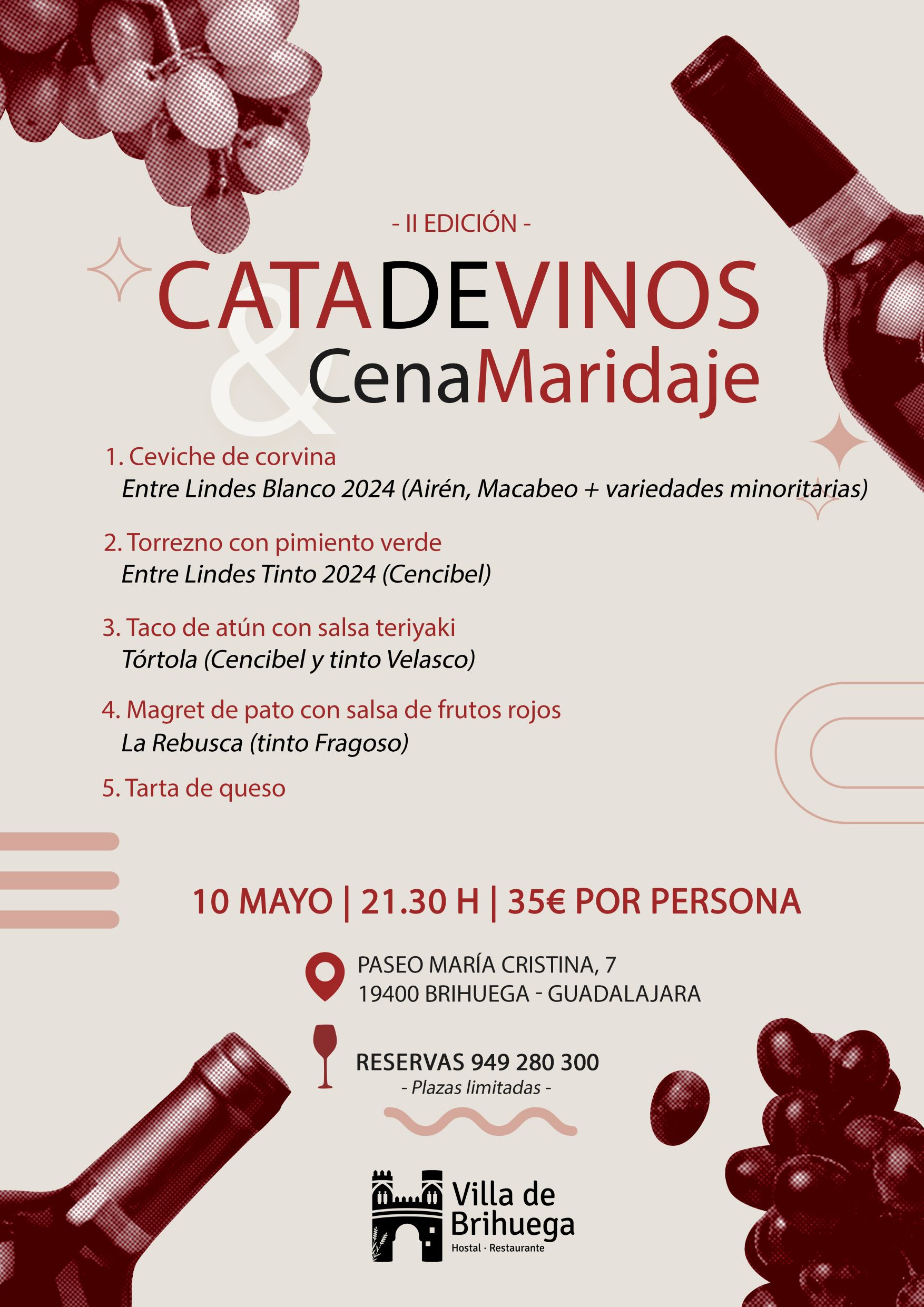 II Cata de vinos con cena maridaje Villa de Brihuega.
