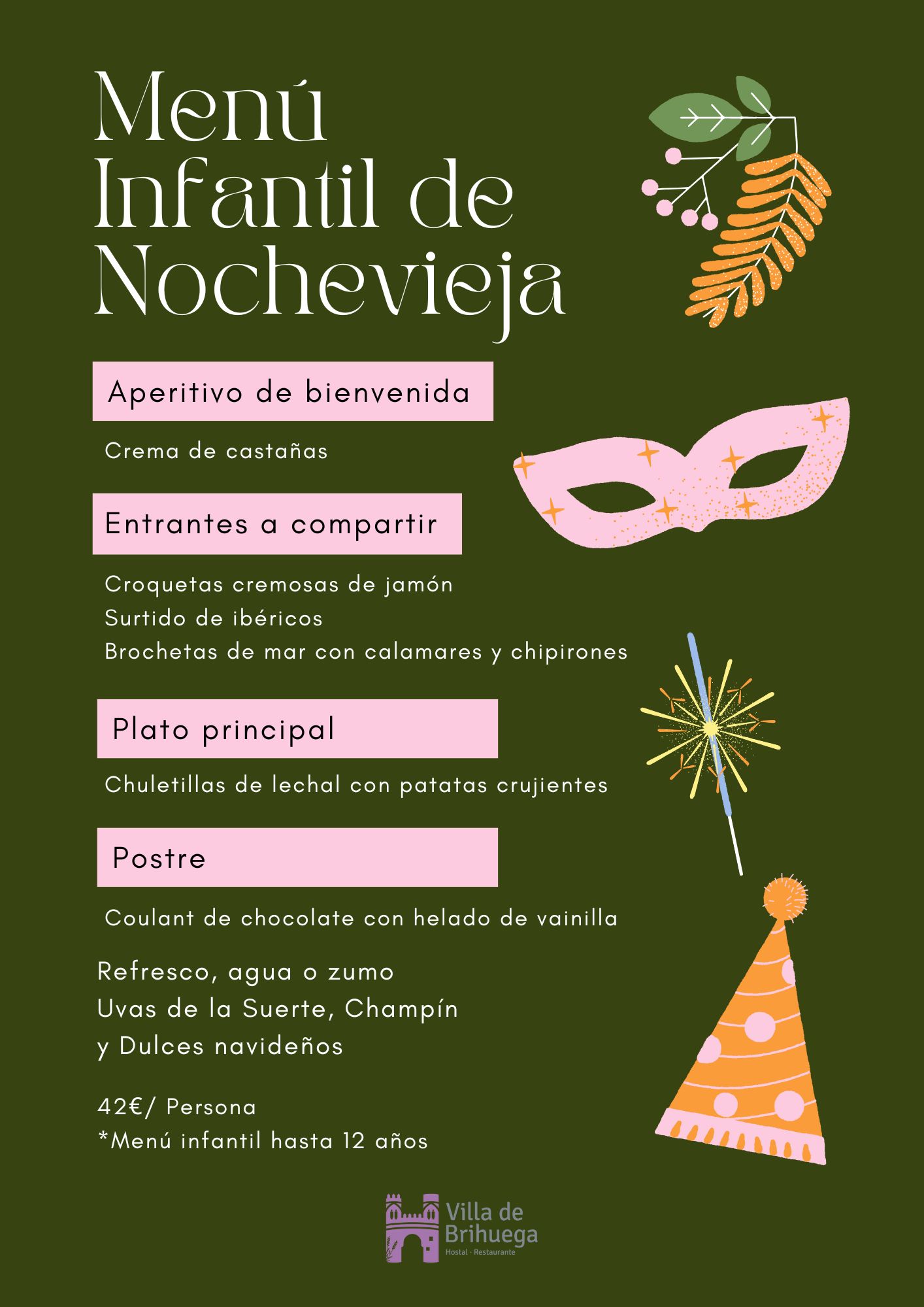 Menú infantil de Nochevieja Villa de Brihuega